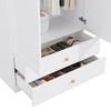 Wardrobe, White, 200 x 135 x 45 cm, hinged-door, 2 clothes rails, 2 drawers, 4 solid wood handles, storage, bedroom, children's room, hallway, office