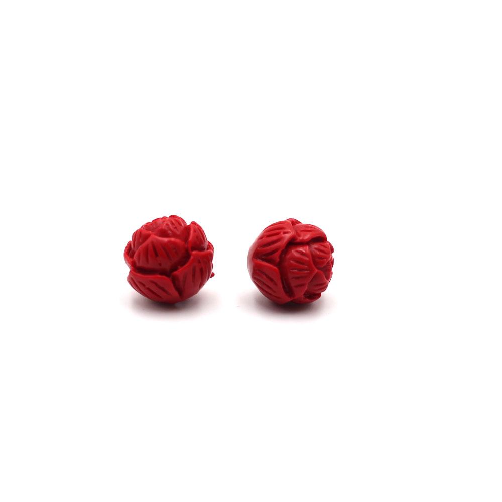 Imitation Cinnabar Lotus Beads: Round Jewelry Accessories, DIY Bodhi Brass Keychain, Lotus Spacer & Loose Beads.