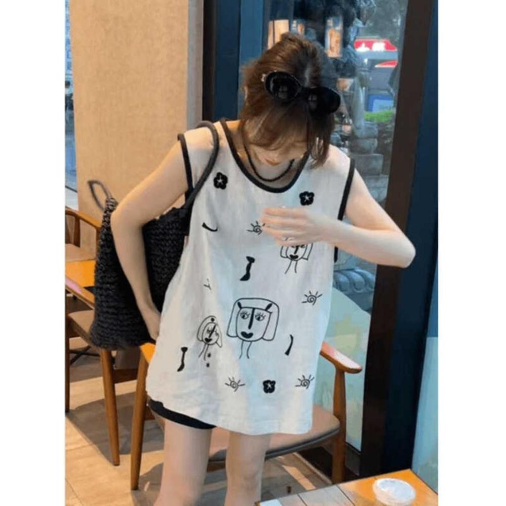 Round-neck Sleeveless T-shirt Women's Summer New Loose Slim Top