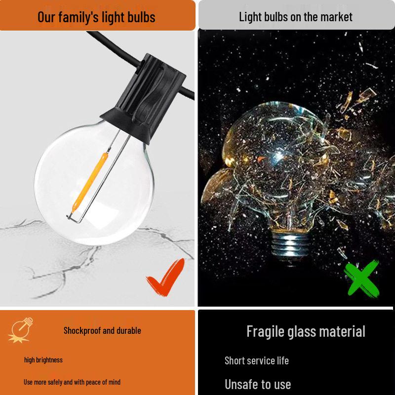 Waterproof G40 Solar Garden String Lights for Outdoor Decoration and Camping