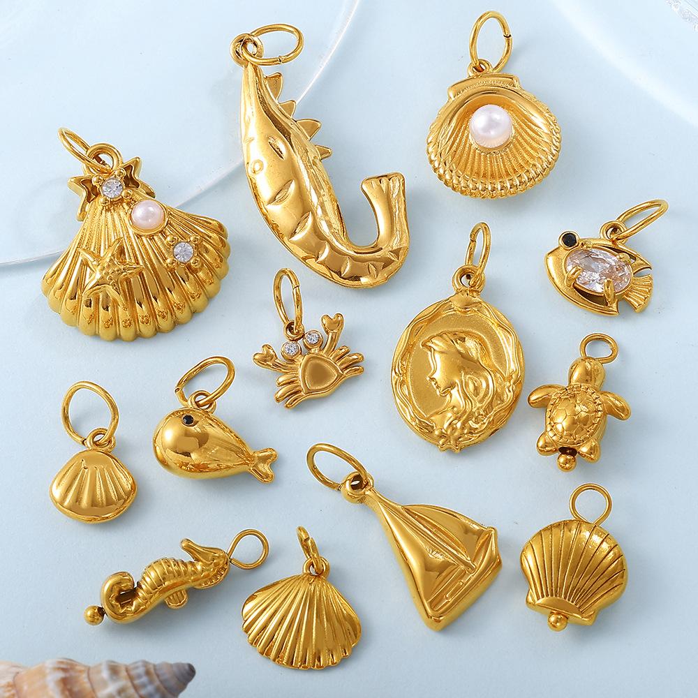 Fashion Daily Versatile Ocean Theme Diy Small Fish Pearl Pendant Does Not Fade Jewelry Accessories