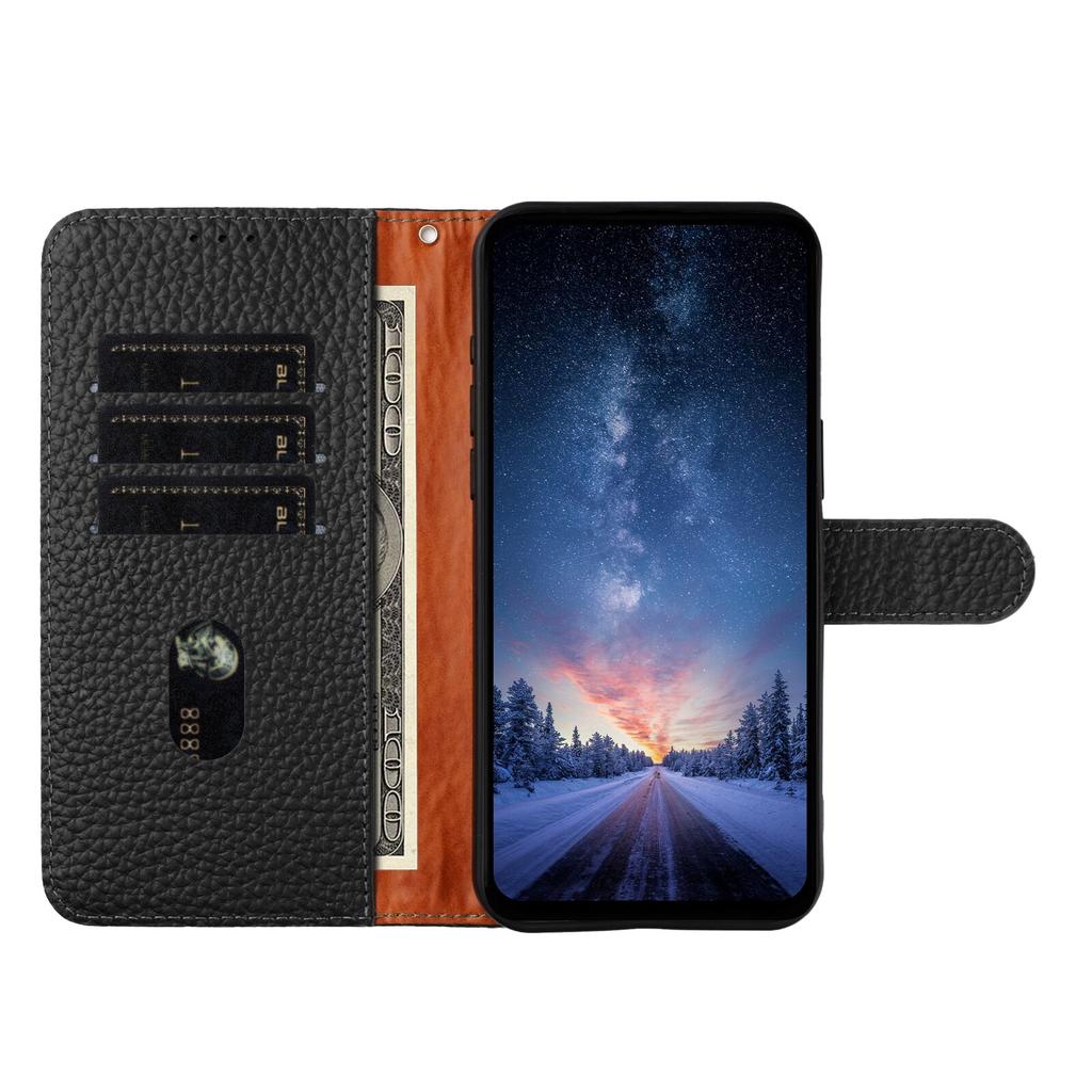 For Xiaomi Redmi 15 5G Case Wallet Stand Litchi Texture Genuine Cow Leather Flip Phone Cover