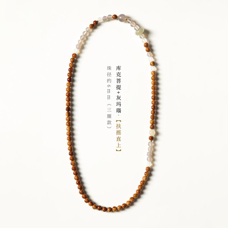 

New Chinese-style, trendy, elegant and refined feminine bracelet made of oily-coated Kukko Bodhi combined with gray agate and jadeite with a running Cook+Gray Onyx-Soaring up
