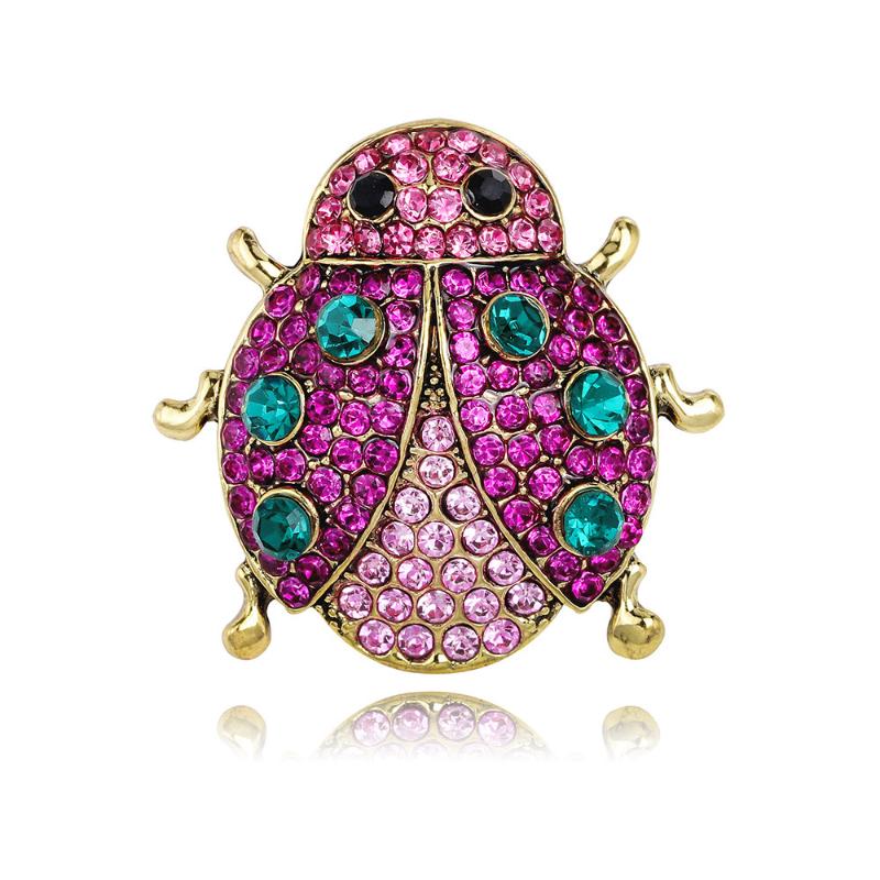 Vintage Rhinestone Beetle Brooch Fashion Animal Insects Seven Stars Ladybird Pin For Men Women Clothing Jewelry Accessories Gift