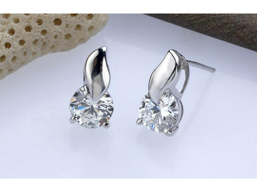 S925 Sterling Silver Korean Style Women's Fox Earrings with Diamond Inlays