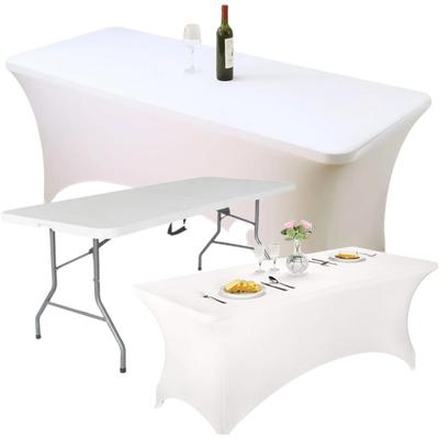 Catering Banquet Table Cover, White Elastic Tablecloth for Communion