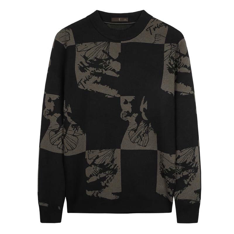 

TRIES Men s Colorblock Jacquard Round Neck Sweater L (50)