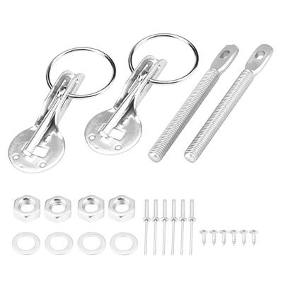 Universal Bonnet Hood Pin Pins Lock Latch Kit for Racing Sport Car Silver