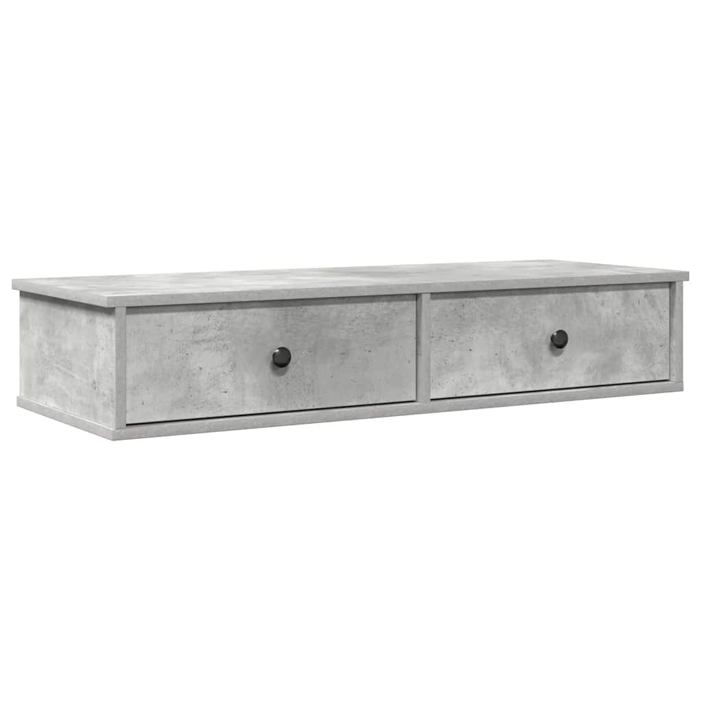 Vidaxl Półka Ścienna Z Szufladami, Szarość Betonu 100X37,5X19 Cm