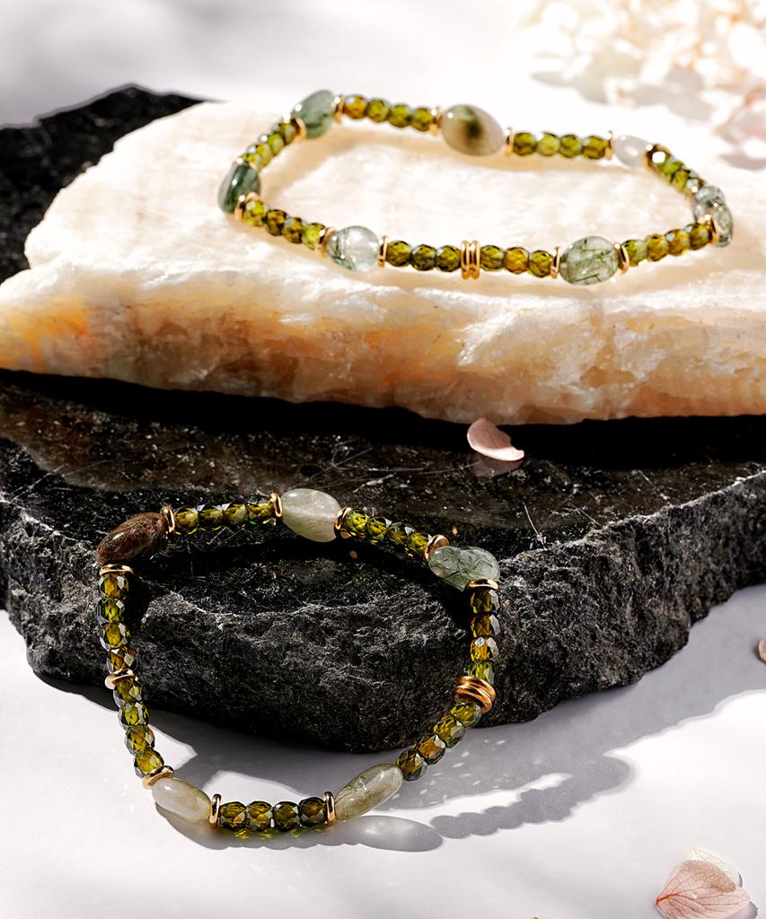 Polalita Green Natural Stone Mix Bracelet (Plt-Br-017_Gn)