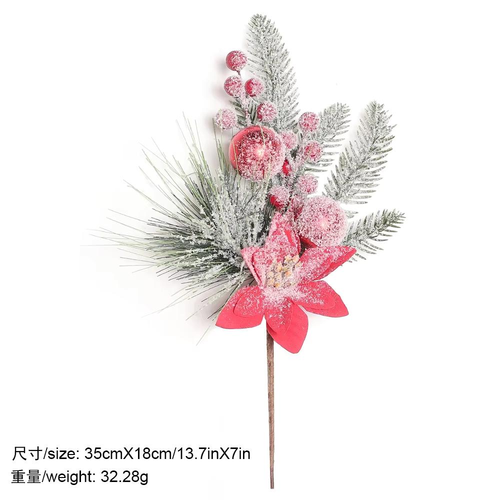 Christmas Decorations Red Berry Artificial Pine Bouquet Branch Xmas Tree Ornament Home Decor New Year 2026 DIY Gifts Accessories