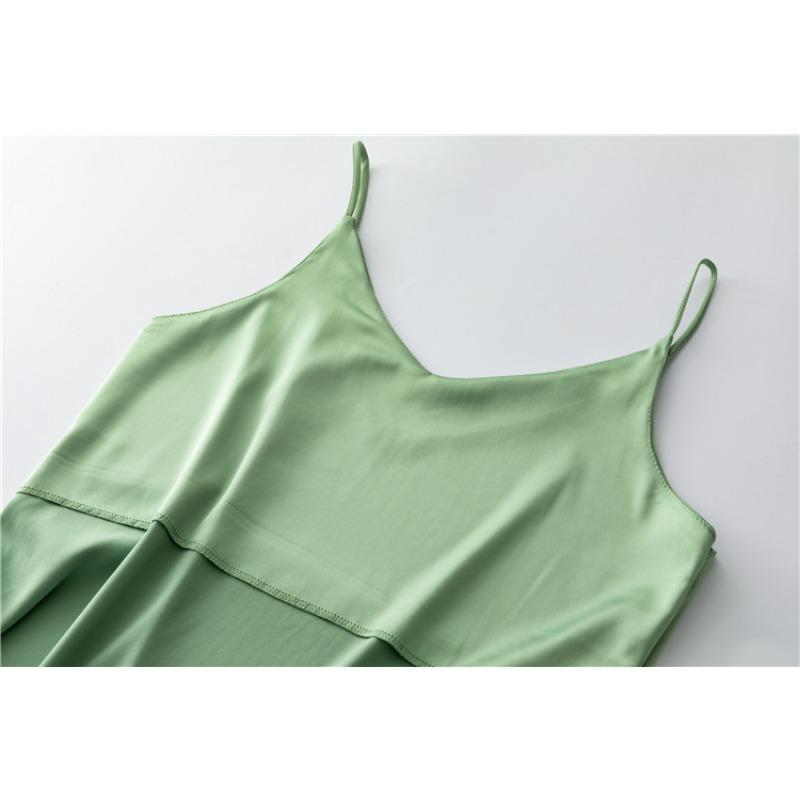 Summer Temperament Suspenders Camisole Women's Classic Tank Top Stylish V-neck Silky Satin Sleeveless Top