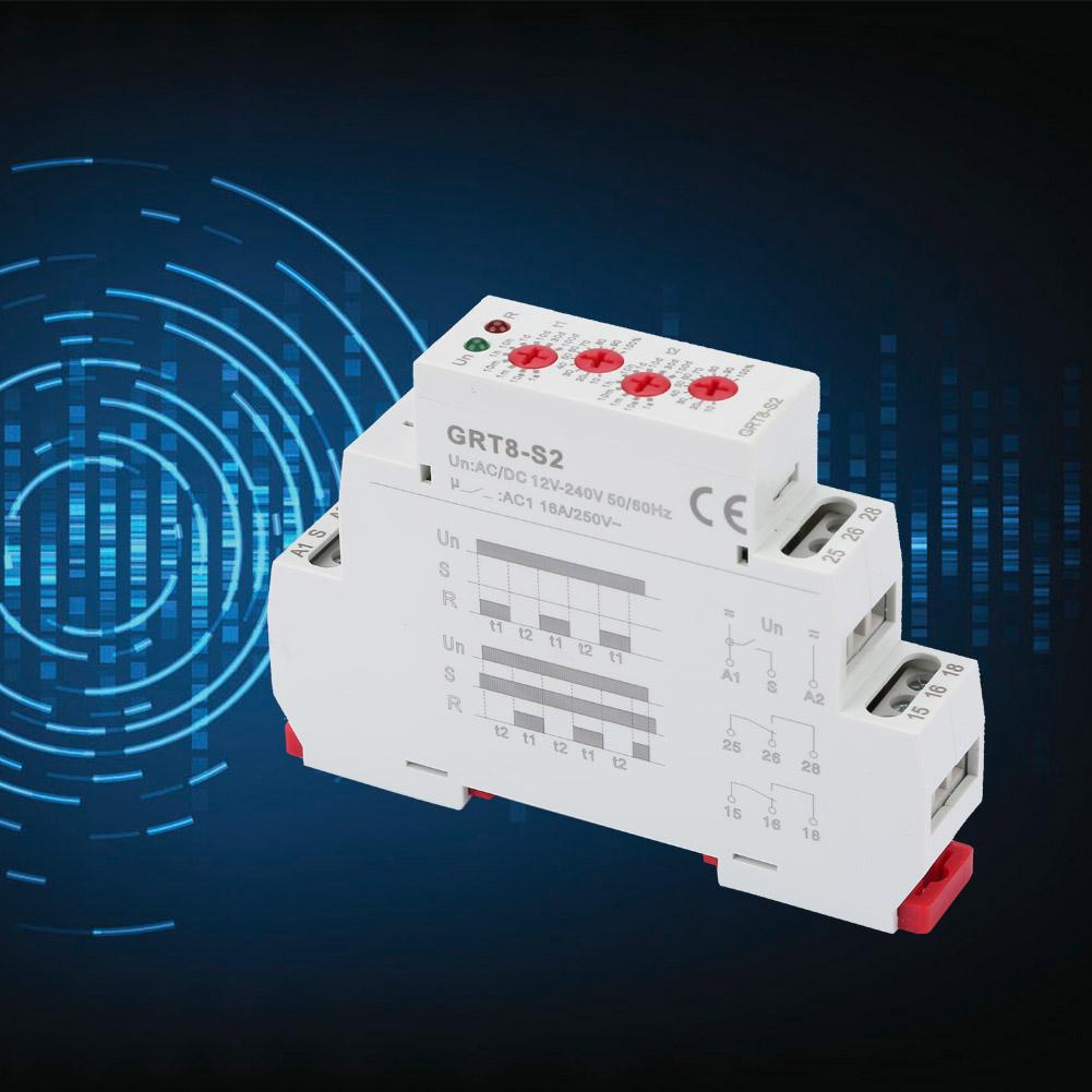 GRT8 S2 Mini Asymmetric Cycle Timer ON OFF Repeat Cycle Time Relay AC DC 12 240V