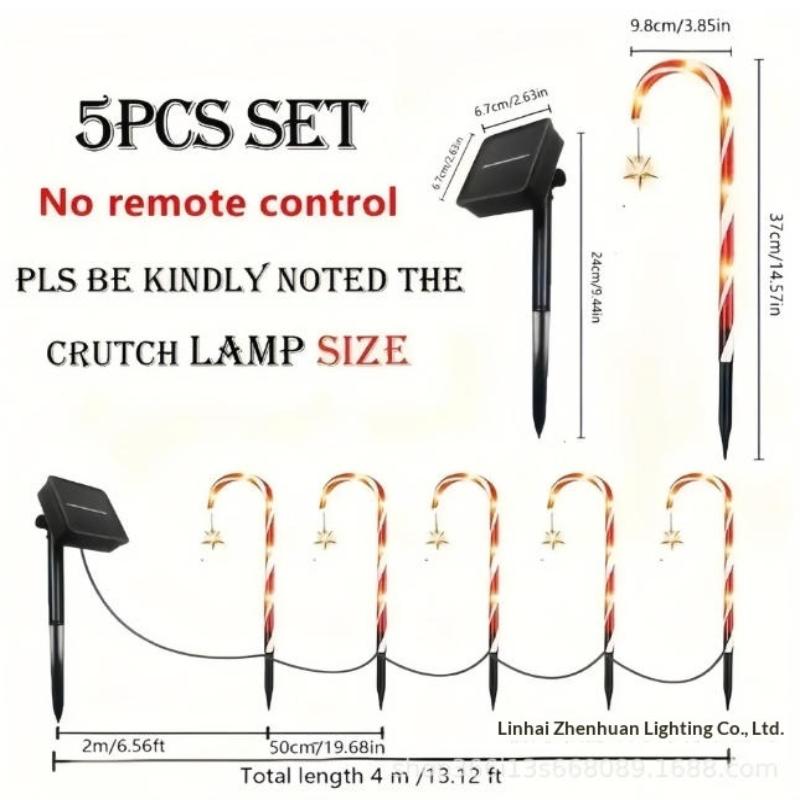 5 o 8 Piezas/Set Luces Solares Impermeables de Caramelo Navideño para Exterior para Decoración de Césped y Camino