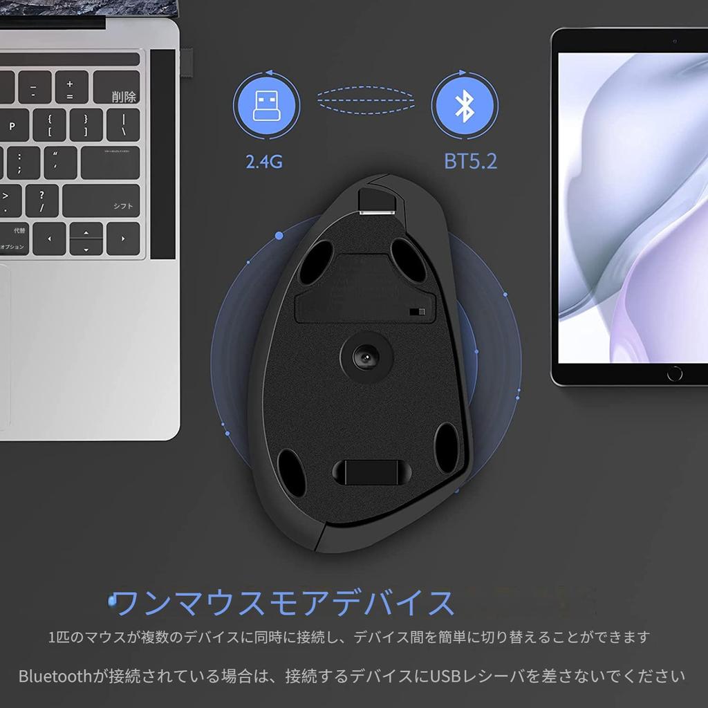 Bluetooth Dual USB Ergonomic Design for Remote Office Compatible with Windows and Mac Mouse, bluet00th, Quiet, 5-Button, Lightweight, 2.4 Connection,