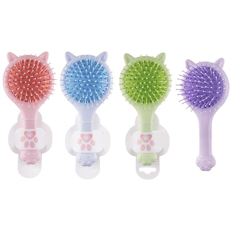 Cute and Creative Girl-Style Air Cushion Hairbrush with Cat Paw Design, Mirror Hairbrush for Home Use, Scalp Massage Brush