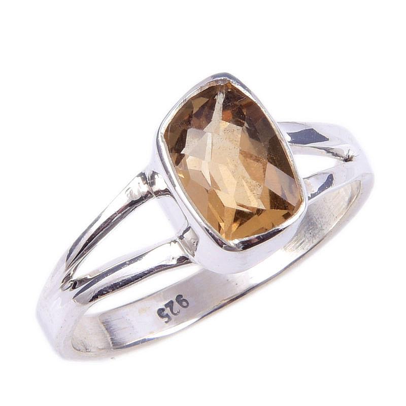Natural Citrine Gemstone Handmade 925 Solid Sterling Silver Ring Size 8 y2a16