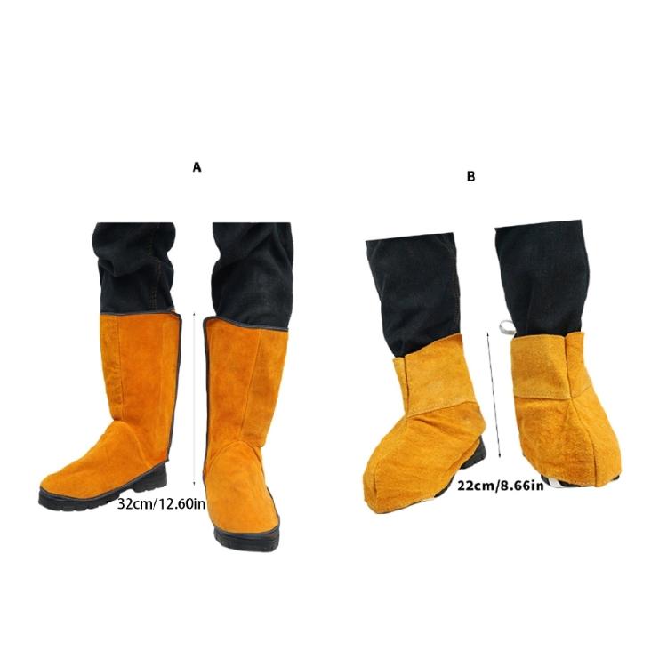 Industrial Leather Boot Covers for Welding Glass Making Heat Protective Shoe Protectors Wear Resistant Leg Guards Gaiter