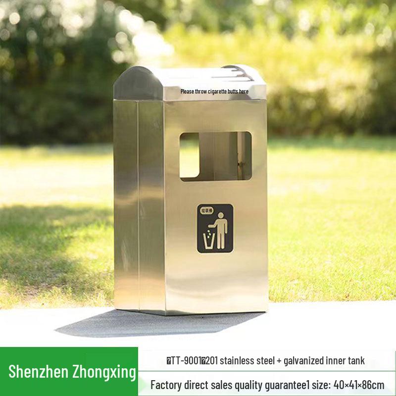 Stainless Steel Outdoor Trash Can: Large Sanitation Bin for Fruit Peels and Waste