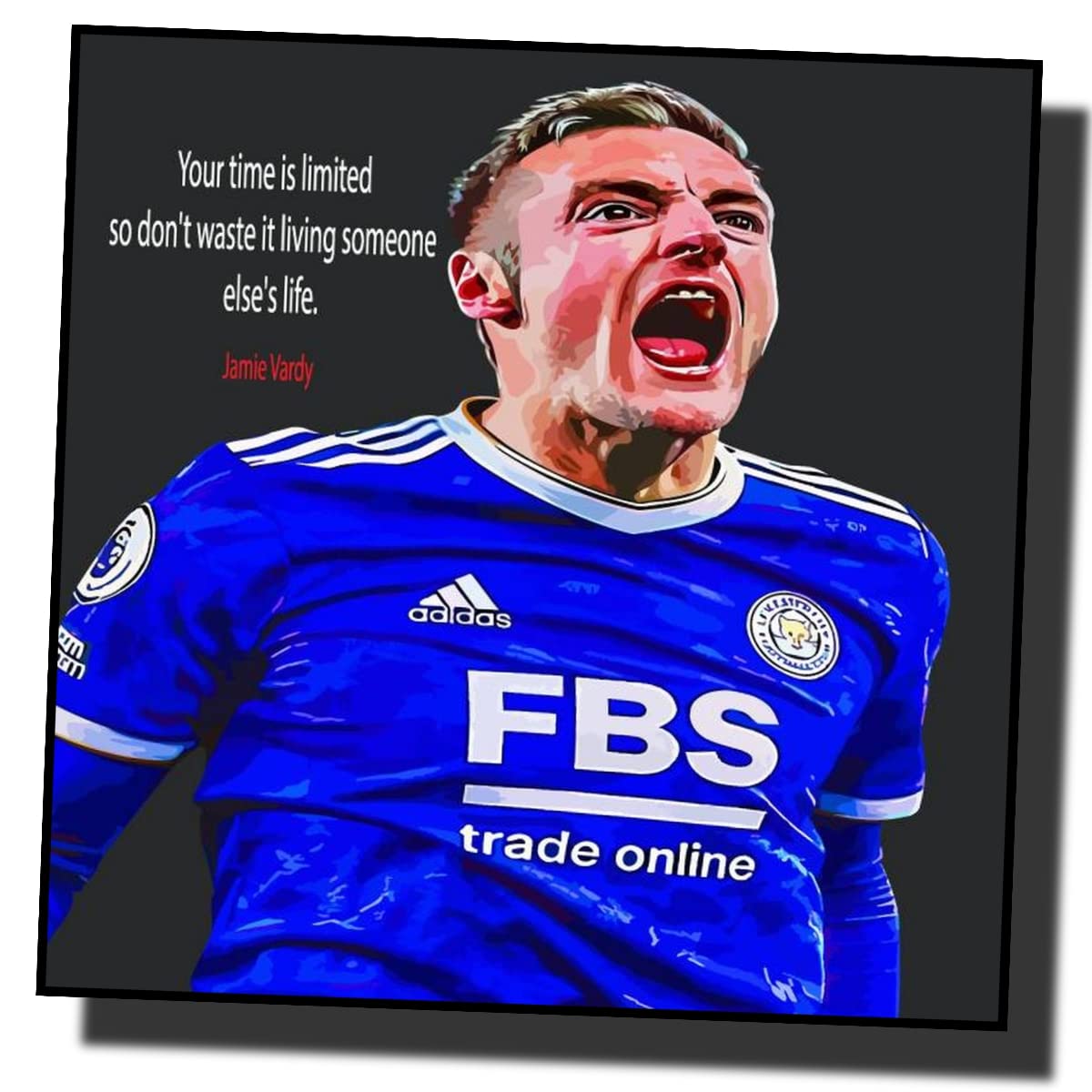 

Praline Art Frame Jamie Vardy Leicester City Premier League International Football Art Panel Wooden Wall Hanging Poster for Interior Decor Football Go