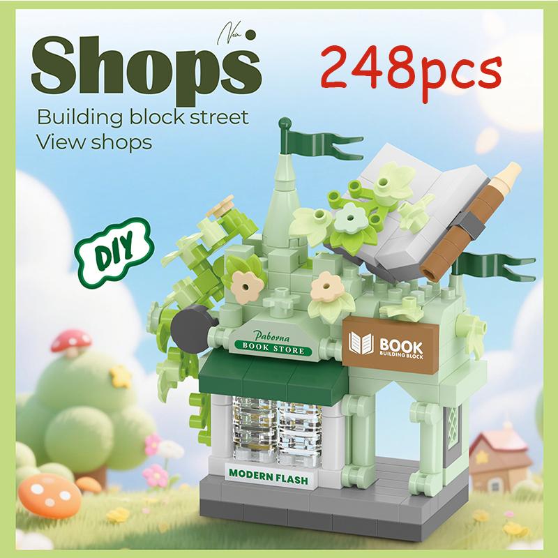 Mini Street View Kaffee Fotostudio Haustier Brot Dessert Blume Hamburger Kleine Läden Stadt Bausteine Für Kinder Spielzeug Geschenke