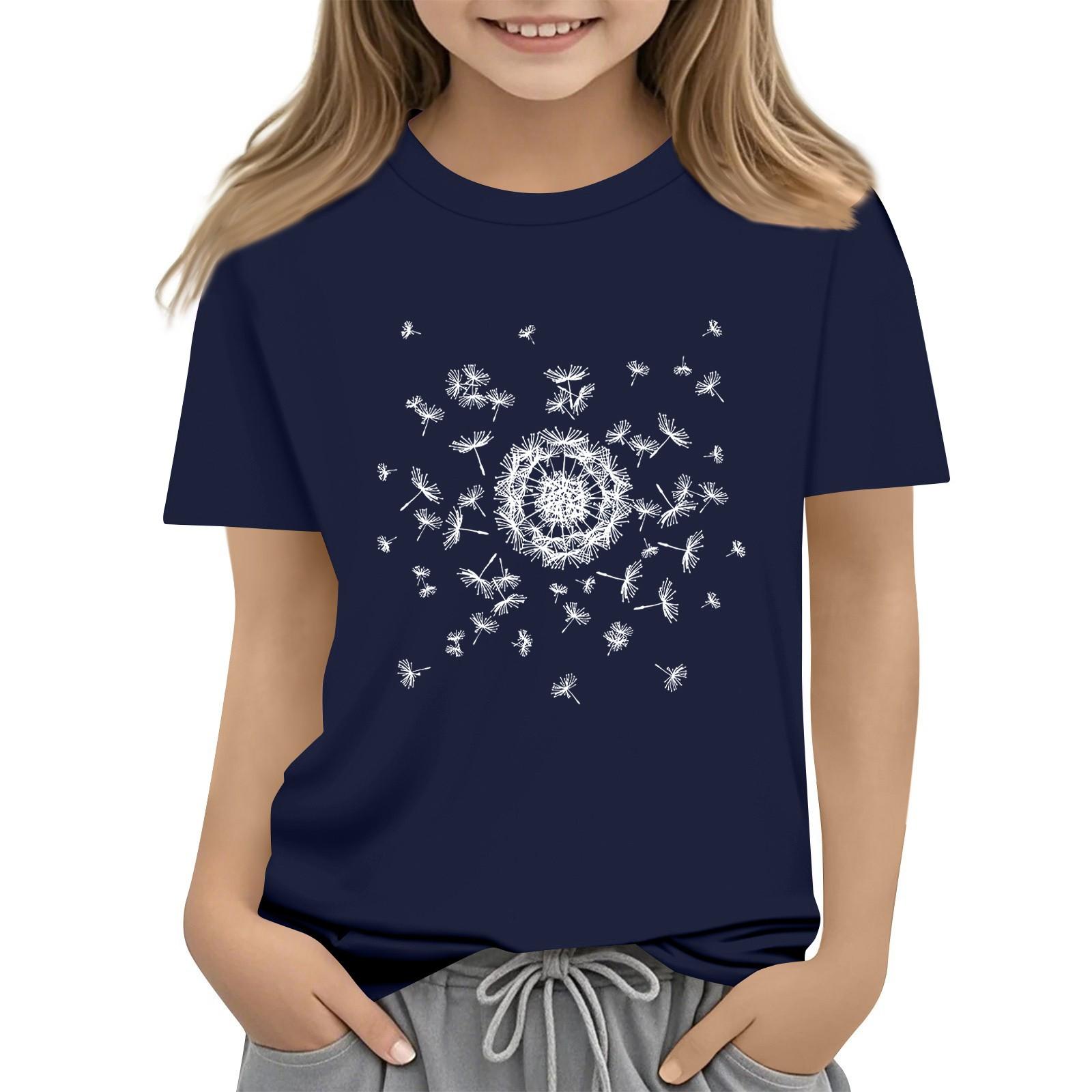 

Летний детский топ с круглым вырезом, футболка с короткими рукавами и принтом, базовый топ 140