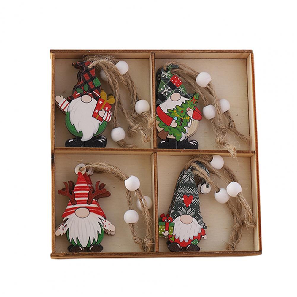 Holiday Charm Ornaments Christmas Gnome Shapes Christmas Wooden Ornaments Set Gnome Gingerbread Man Decorations for Xmas Tree