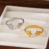 Stainless Steel Symmetry Five-Pointed Star Rings for Women Men Simplicity Adjustable Opening Rings Fashion Party Jewelry Gifts