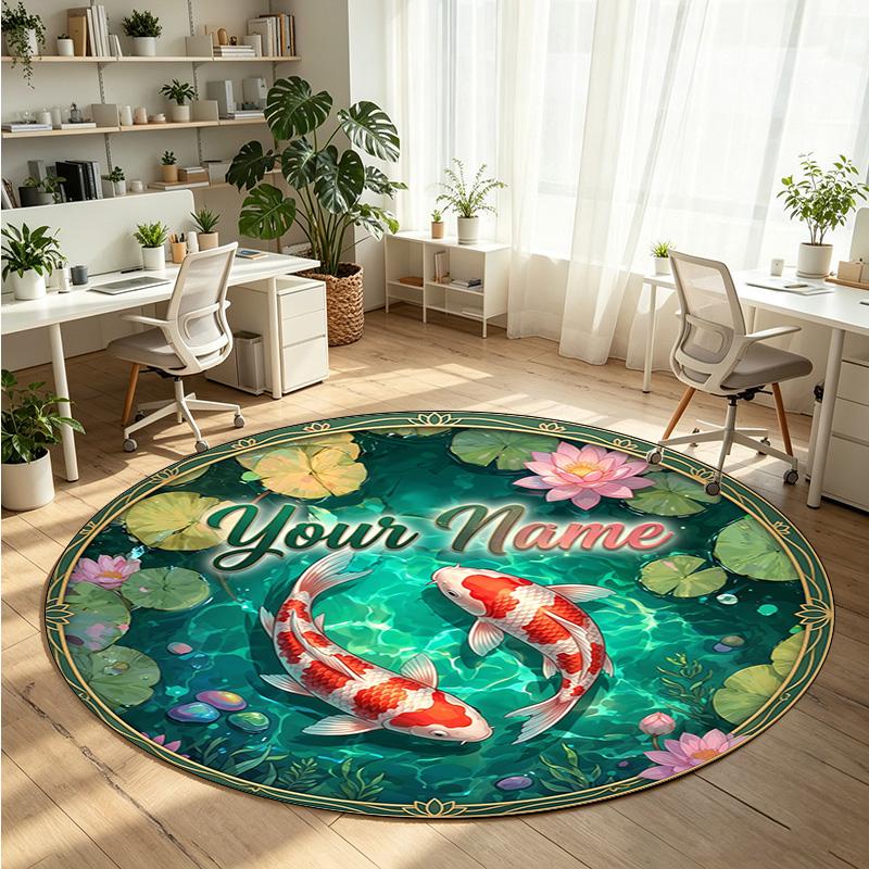 Ocean Sea (86) Theme Round Crystal Velvet Rug Custom Name Text Personalized Floor Mat Home Decor Non Slip Crystal Carpet