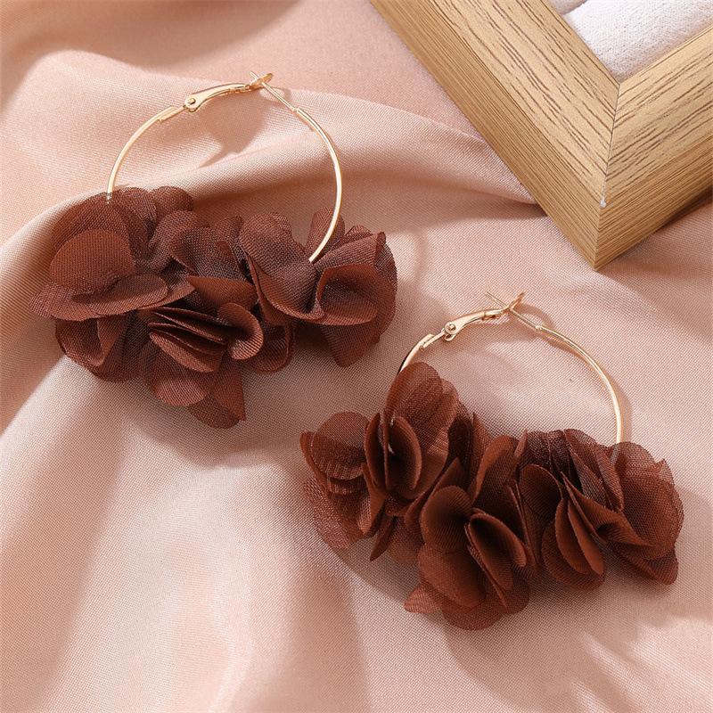 Fashion Flower Petal Hoop Earrings for Women Elegant Wedding Party Piercing Earring Zircon Brincos Y2K Accessories