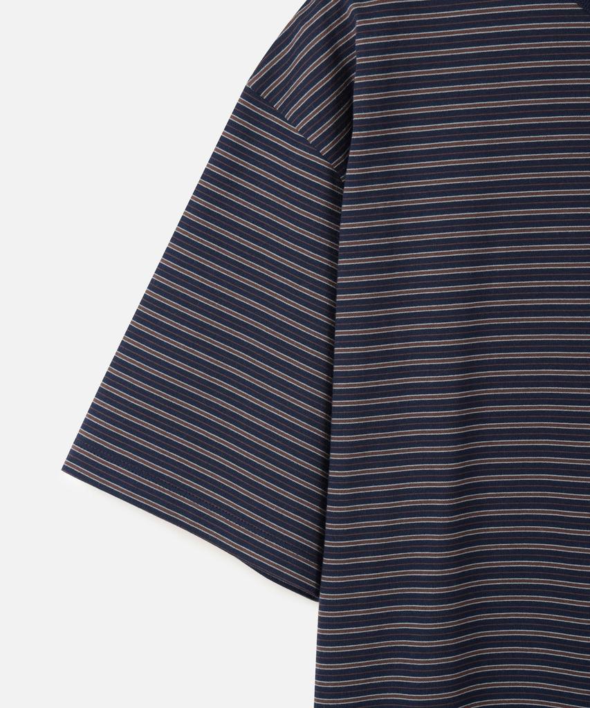 247Silijeu Usa Cotton 32S/2 Multi-Stripe T-Shirt Navy
