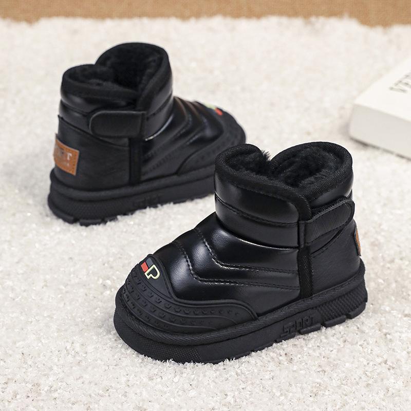 

Детские зимние ботинки Корейская версия Модные универсальные короткие хлопковые ботинки Рукав Флис Теплые Морозостойкие Хлопковые ботинки для маленьких и средних детей 35