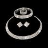 4Pcs Shiny Bridal Jewelry Set Multilayer Rhinestone Choker  Special Occasions