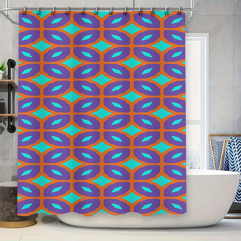 

Fashionable Bath Curtains With Bright Floral Design For Bathroom Decorations Purple Orange Shower Curtain Waterproof Fabric Home W60H190(CM)-1 Pcs