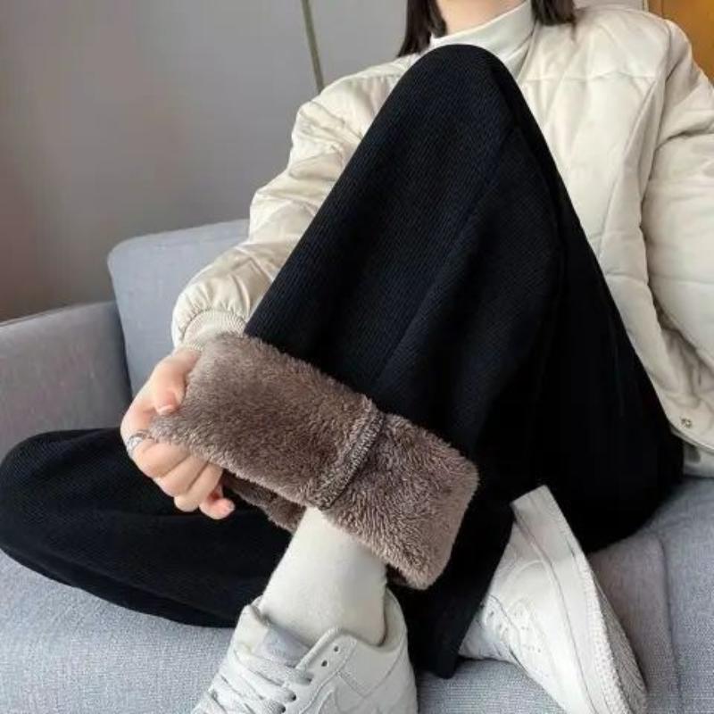 Lamb Velvet Wide-leg Pants, Women's Pants, Warm and Velvet Winter Casual Loose Thickened Straight-leg Pants