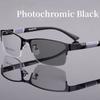 Pochromic Myopia Glasses Vintage Half Frame Metal Blue Light Blocking Near Sight Eyewear Classic UV Shades Sunglasses Diopter