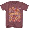 Woodstock Floral Vintage Maroon Heather T-Shirt