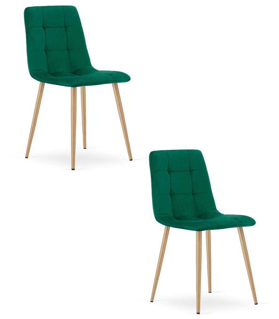 Kara Chair - Dark Green Velvet / Wood-Colored Legs X 2
