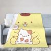 Cute Pom Pom Purin Face Knitted Blanket Cartoon Flannel Throw Blankets Summer Air Conditioning Portable Lightweight Bedsprea,