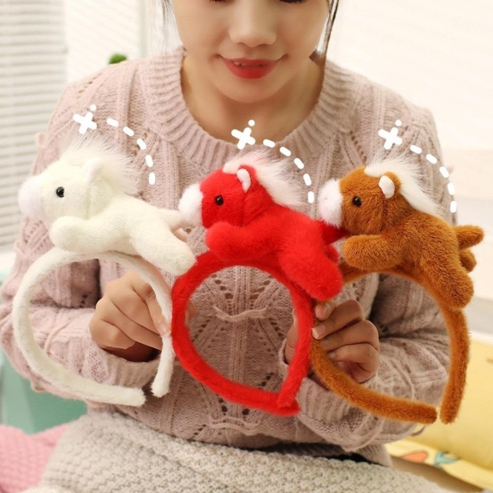 Cartoon Horse Hair Hoop Mascot New Year Headpiece Cute 2026 New Year Headband Women