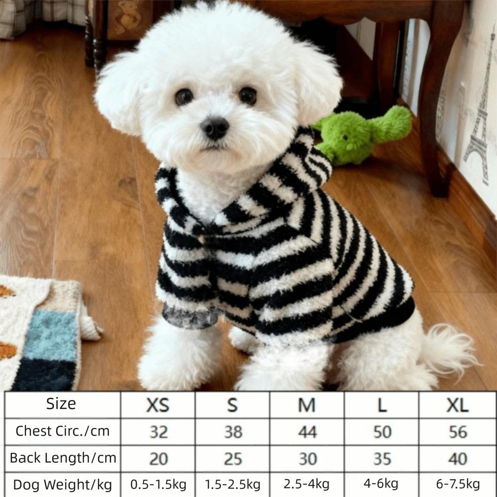 Striped Dog Sweatshirt With Hat Dog Vest New Pug Teddy Coat  Chihuahua Outfits