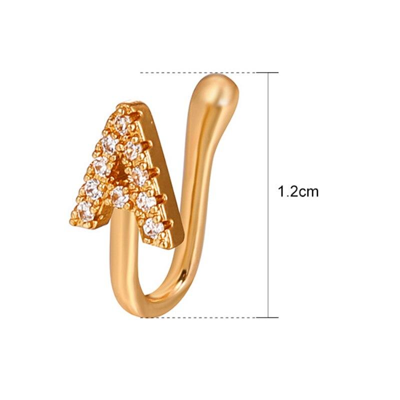 Frauen Kupfer Alphabet Fake Nasenring Manschette Nicht Piercing Buchstaben Nasenring Clip auf Fake Nasenpiercing Schmuck Ohrstulpe Ohrring