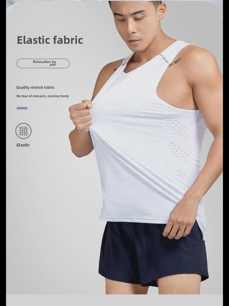 Schnelltrocknende ärmellose Fitnessweste für Herren – Größe L für Laufen und Marathon