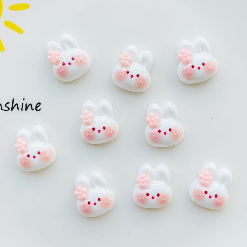 20 Pcs New 14*13Mm Cute Cartoon Bright Surface Little Rabbit Resin Scrapbook Diy Jewelry Wedding Hairpin Decorate Accessorie A51