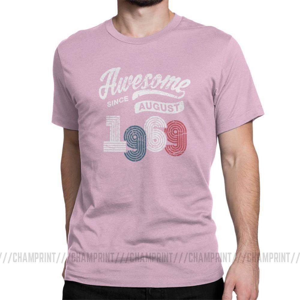 Awesome Since August 1969 T Shirt Vintage 50 Years Old 50Th Birthday Present Men S Cotton