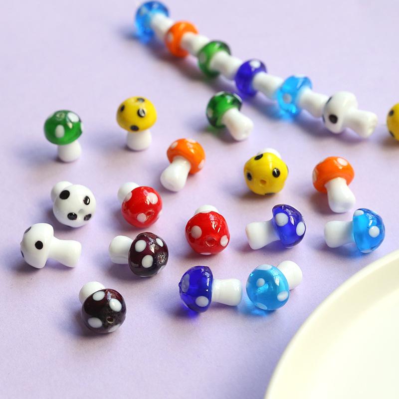 Colorful Cartoon Mushroom Glass Bead Pendants for DIY Jewelry Making - Earrings, Necklaces, and Accessories