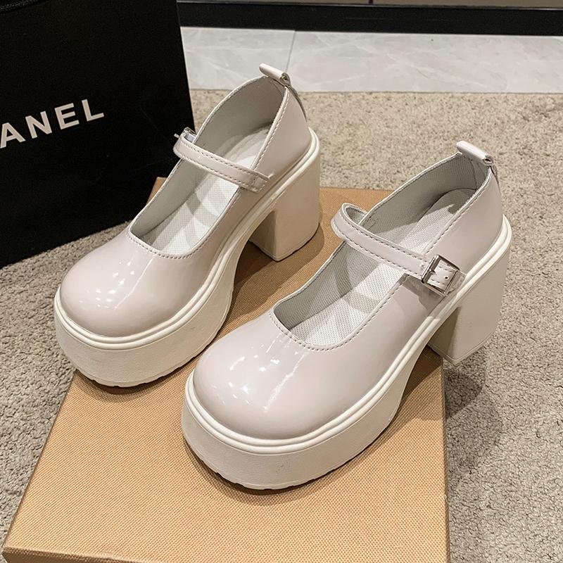 

Fashion Women s Mary Janes Shoes 2025 New High Quality Leather Shoes for Women Round Toe Shallow Buckle Strap Women s Shoes Sandalias 36 бежевый
