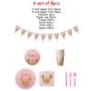 Birth Date Celebration Supplies Collection Minnie Mouse Style Pink Gold Glitter Disposable Utensils Children Birth Date Tableware Decor Favors