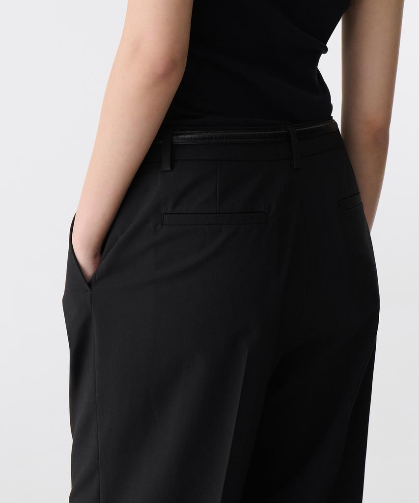 MUSINSA STANDARD WOMAN [Cooltandard] Women'S Low Waist Deep Tuck Wide Hidden Banding Slacks [Black]