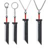 Gothic FF7 Game Final Fantasy Model Cloud Strife Buster Sword Keychain Men Metal Zack Knife Necklace Cosplay Llaveros